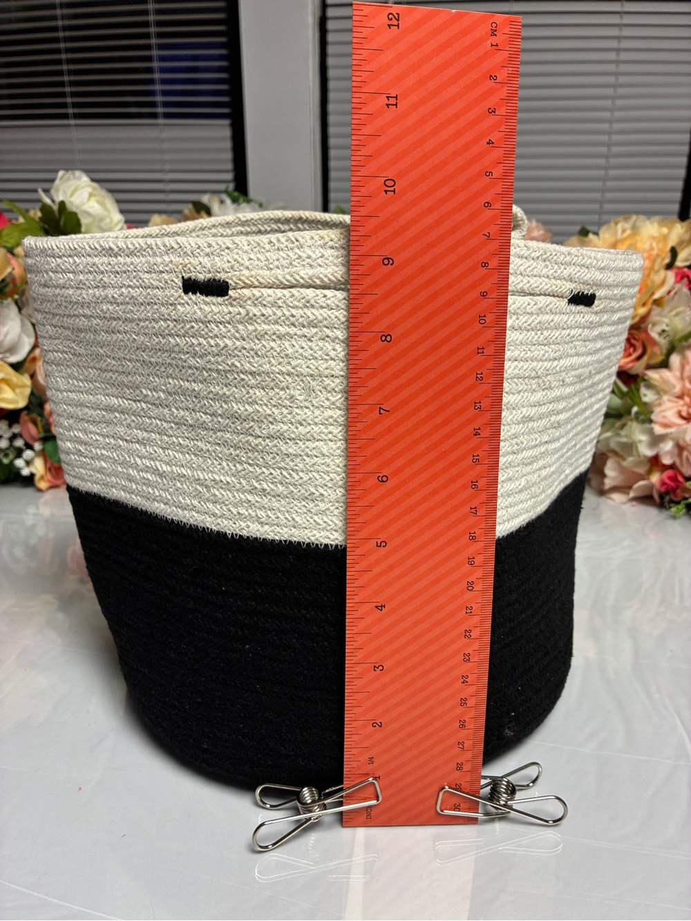 Mia Mélange Liquorice X-Large Organic Cotton Rope Cylinder Basket Black Ivory - Picture 13 of 14
